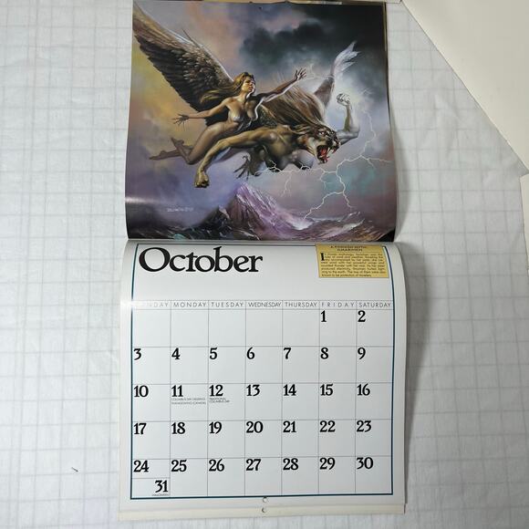 1993 Boris Vallejo Mythology Calendar - Unused same dates again in 2027 /38 - Picture 6 of 16